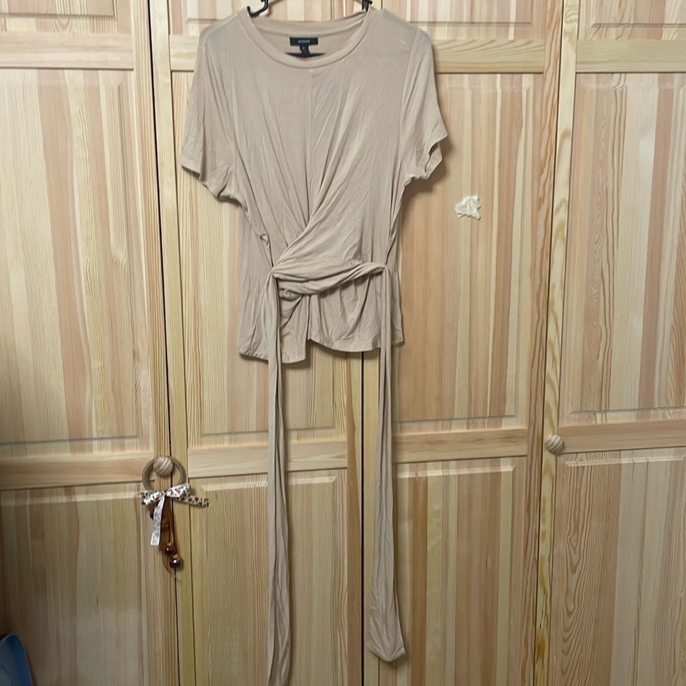 T7. Alfani Wrap Shirt Petite Large Cream Beige NWT Stylish Fashion Top